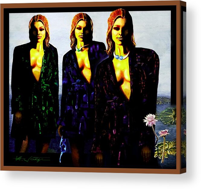 Three Beauties Acrylic Print featuring the painting Three Beautiful Triplet Ladies by Hartmut Jager