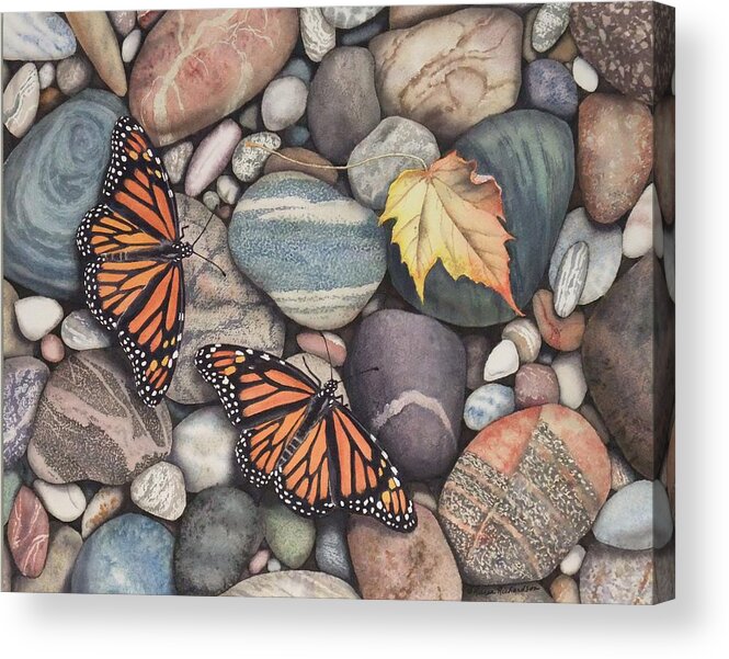 Monarch Acrylic Print featuring the painting Time to Head South by Karen Richardson
