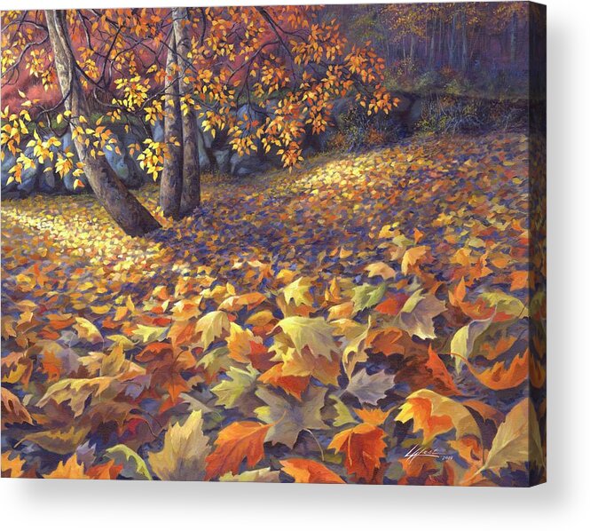 Autumn Scene Acrylic Print featuring the painting Toscas Trail by Lucy West