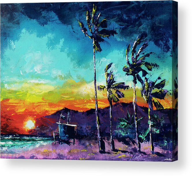 Tropical Art Acrylic Print featuring the painting Tower Life 1 by Nelson Ruger