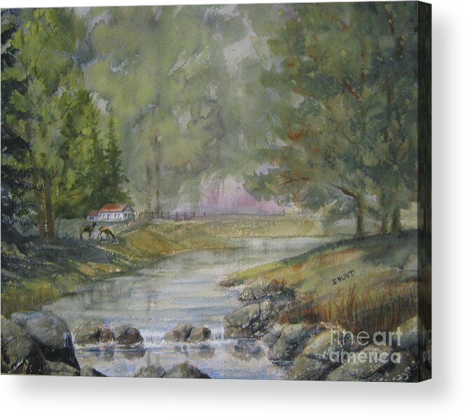 Landscape Acrylic Print featuring the painting Tranquility by Shirley Braithwaite Hunt