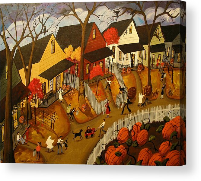 Folk Art Acrylic Print featuring the painting Trick Or Treat 2012 by Debbie Criswell