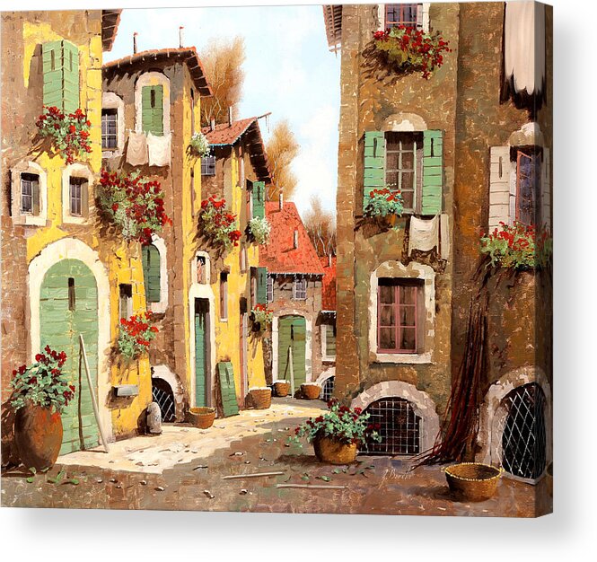 Village Acrylic Print featuring the painting Tuorlo by Guido Borelli