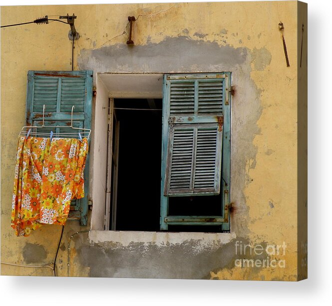 Window Acrylic Print featuring the photograph Turquoise Shuttered Window by Lainie Wrightson