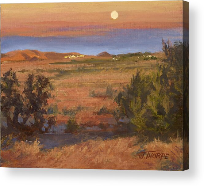 Moon Acrylic Print featuring the painting Twilight Moonrise, Valyermo by Jane Thorpe