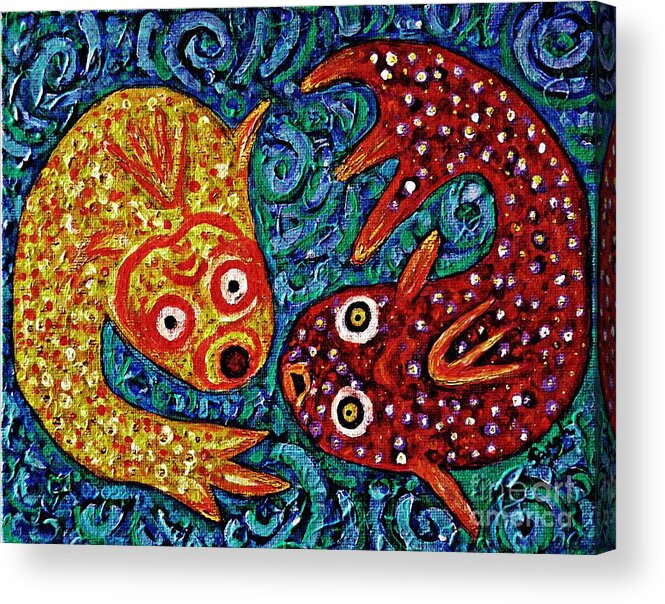 Fish Acrylic Print featuring the painting Two Fish by Sarah Loft