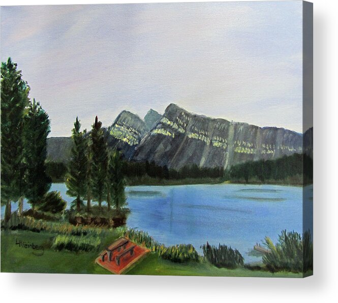 Lake Acrylic Print featuring the painting Two Jack Lake by Linda Feinberg