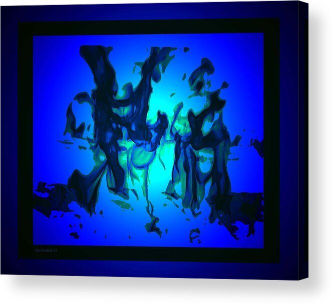 Blue Abstract Of Kelp In The Water Acrylic Print featuring the photograph Underwater					 by Steve Godleski