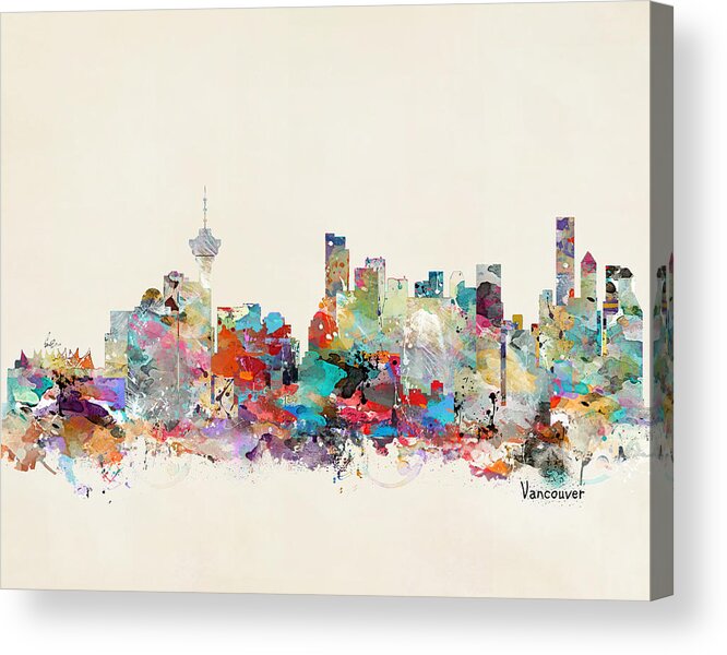 Vancouver Acrylic Print featuring the painting Vancouver Canada Skyline by Bri Buckley