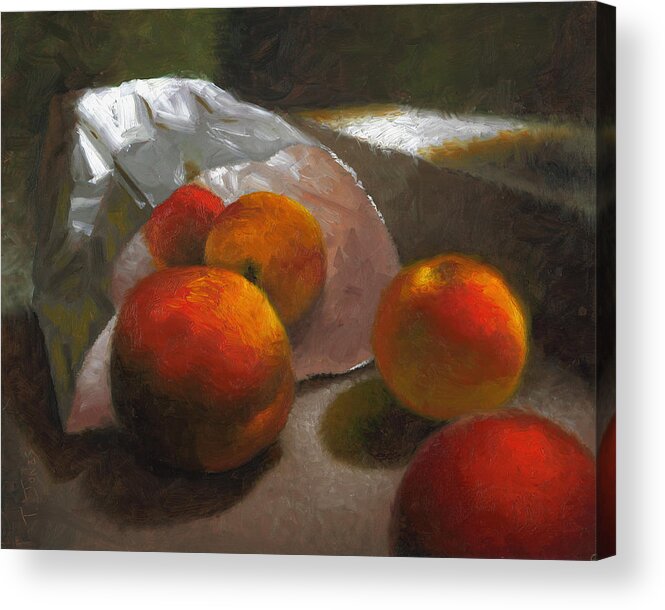 Peaches Acrylic Print featuring the painting Vanzant Peaches by Timothy Jones