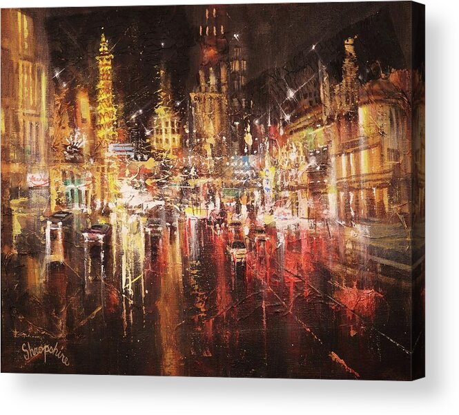 Abstract Acrylic Print featuring the painting Vegas - Sudden Downpour by Tom Shropshire