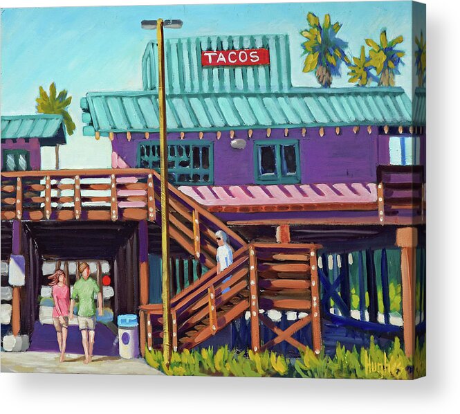 Ventura Acrylic Print featuring the painting Ventura Pier - Tacos by Kevin Hughes
