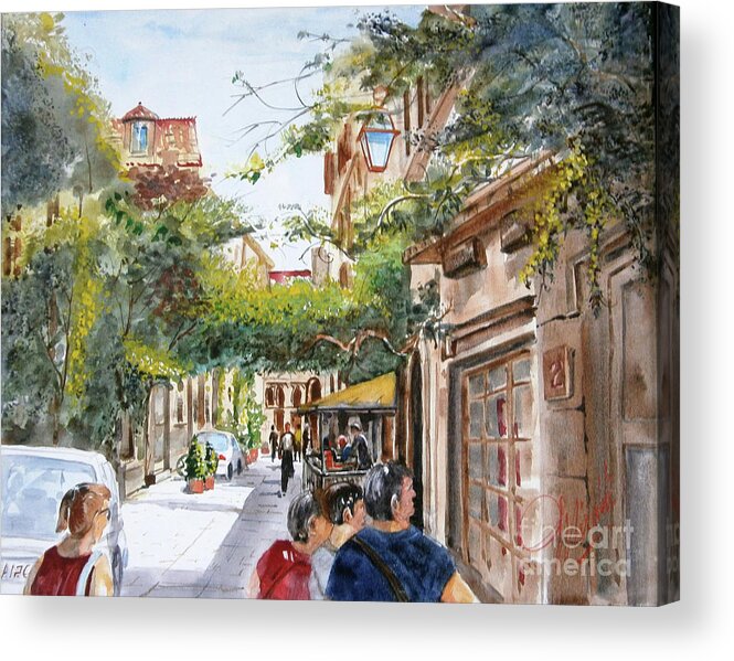 Street Scene Acrylic Print featuring the painting via Margutta by Gerald Miraldi