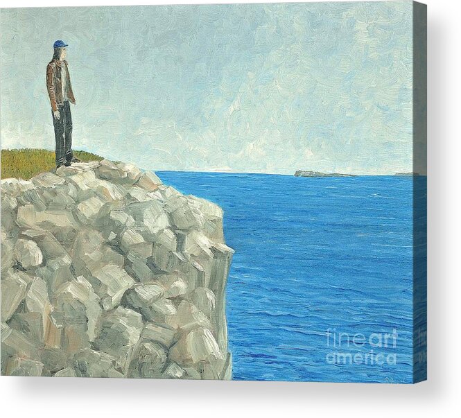 Coast Acrylic Print featuring the painting View From the Cliff by Reb Frost