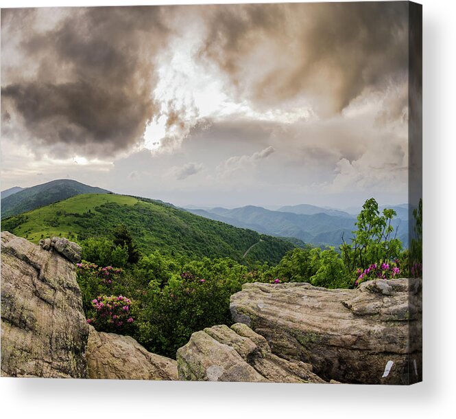 Adventure Acrylic Print featuring the photograph View of Round Bald from Rocks on Jane Bald by Kelly VanDellen