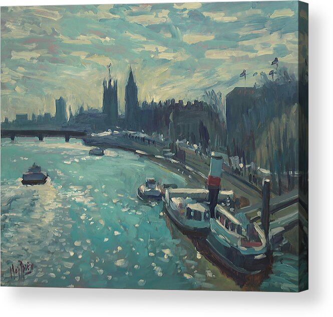 London Acrylic Print featuring the painting View to Westminster London by Nop Briex