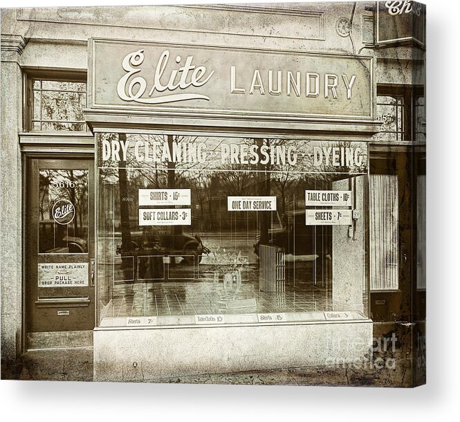 Vintage Laundromat Acrylic Print featuring the painting Vintage Laundromat by Mindy Sommers