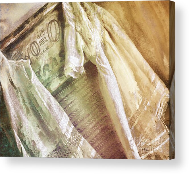 Vintage Acrylic Print featuring the painting Vintage Laundry Washboard by Mindy Sommers