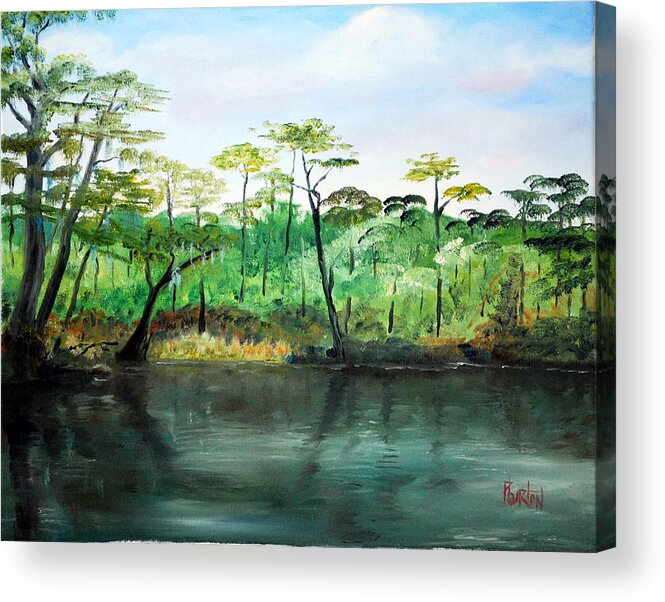 Impressionist Acrylic Print featuring the painting Waccamaw River - Impressionist by Phil Burton