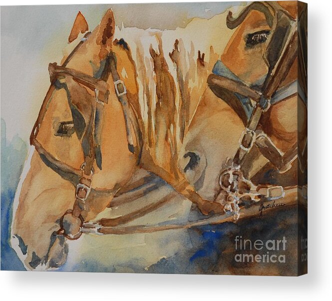 Horses Acrylic Print featuring the painting Waiting Patiently by Gretchen Bjornson