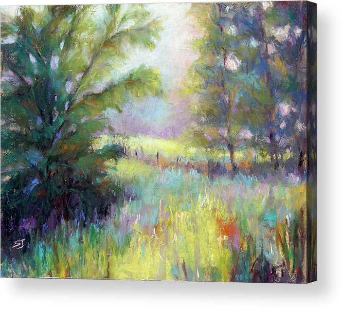 Landscape Acrylic Print featuring the pastel Walk With Me by Susan Jenkins