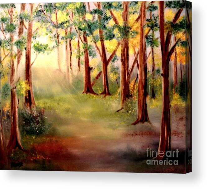 Forest Acrylic Print featuring the painting Warm Rays Of Light by Denise Tomasura