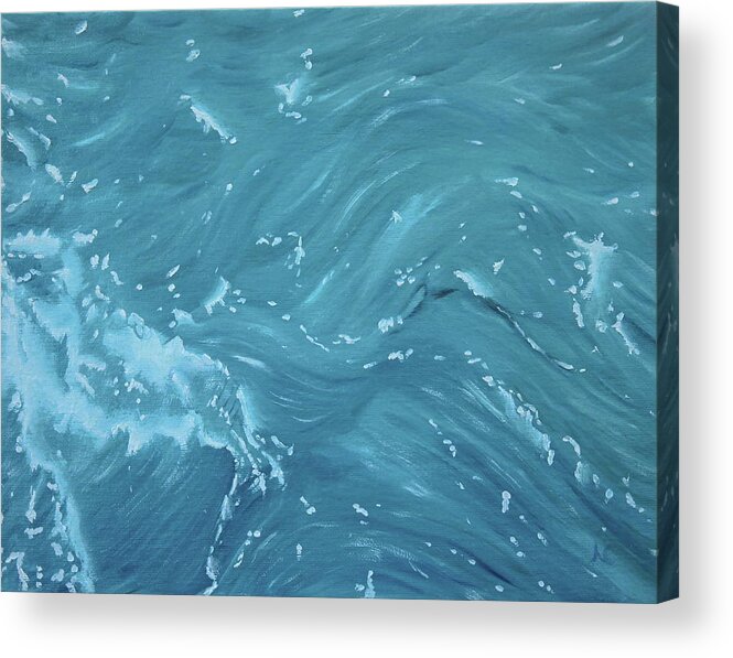 Waves Acrylic Print featuring the painting Waves - Light Blue by Neslihan Ergul Colley