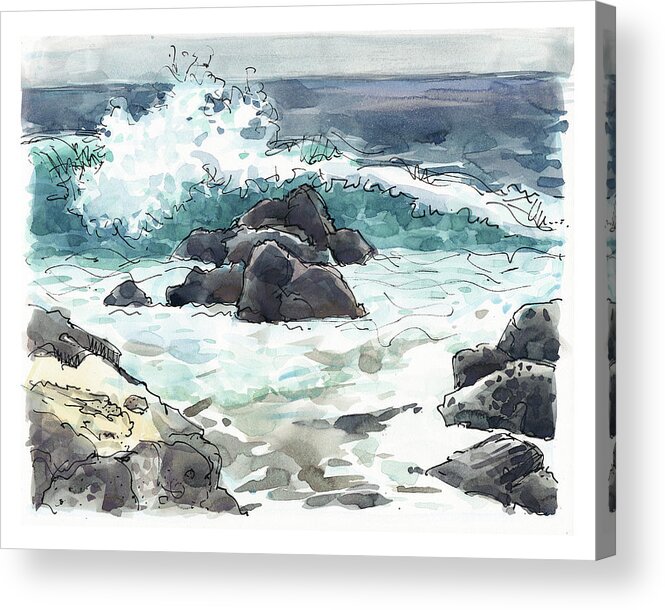 Landscape Acrylic Print featuring the painting Wawaloli Beach, Hawaii by Judith Kunzle