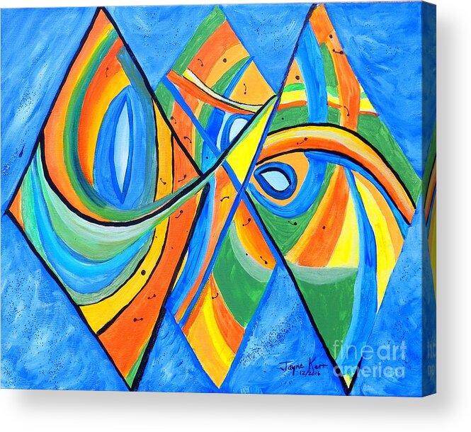 Abstract Canvas Print Acrylic Print featuring the painting We're in This Together by Jayne Kerr