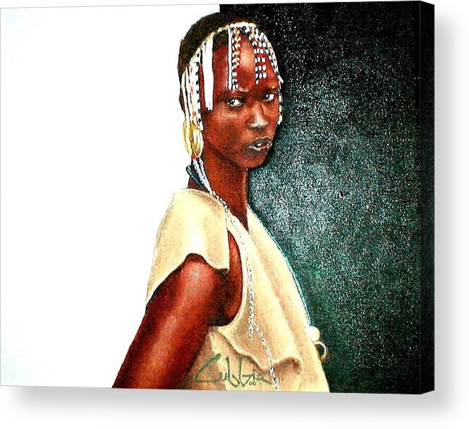 Maasai Women Acrylic Print featuring the painting Where You Goin by G Cuffia