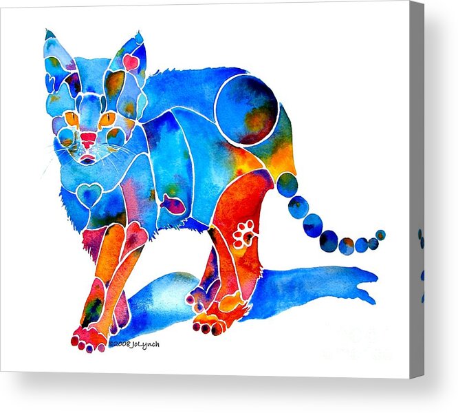Cat Acrylic Print featuring the painting Whimzical Katie Kitten by Jo Lynch