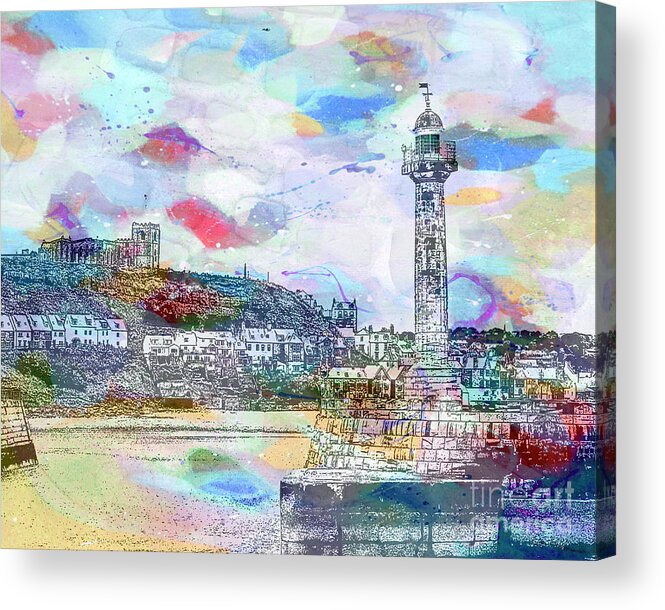 Whitby Harbour Acrylic Print featuring the painting Whitby Harbour by Tracy-Ann Marrison