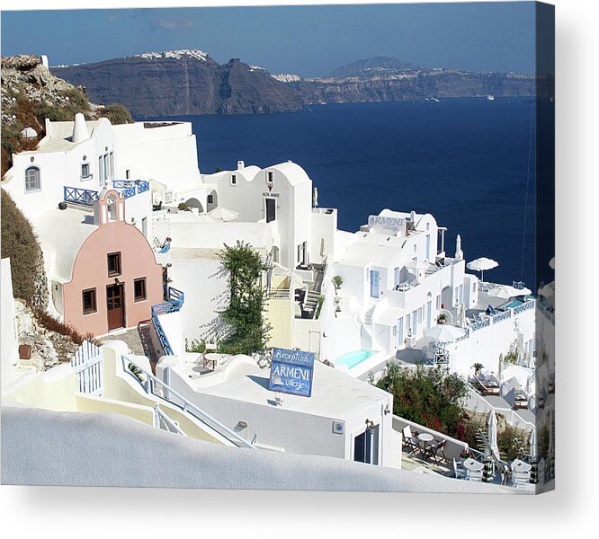 Oia Acrylic Print featuring the photograph White Houses of Oia by Helaine Cummins