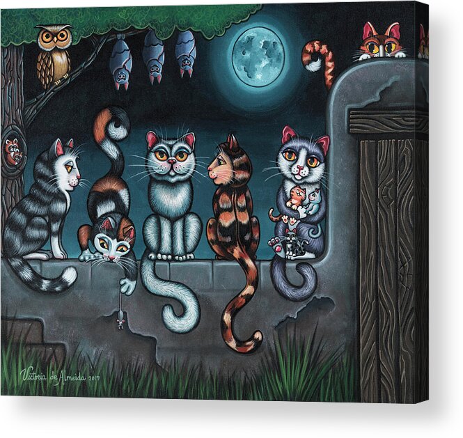 Cats Acrylic Print featuring the painting Whos Your Daddy Cat Painting by Victoria De Almeida