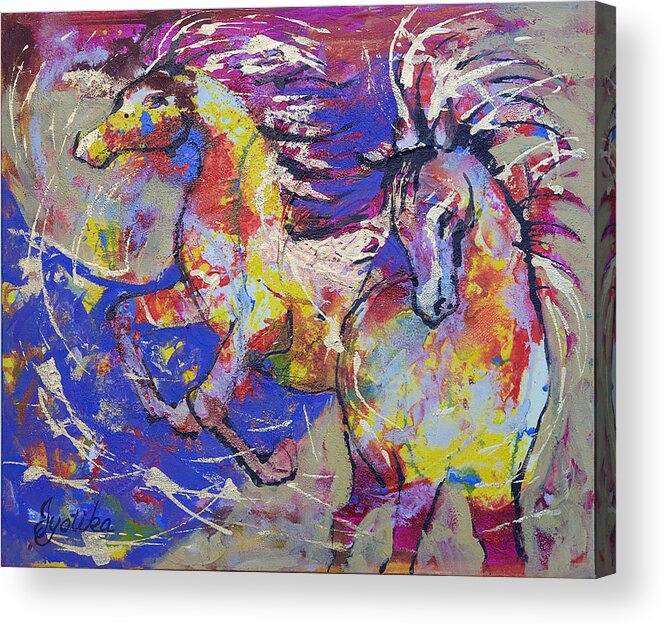 Horses Acrylic Print featuring the painting Wild Runners by Jyotika Shroff