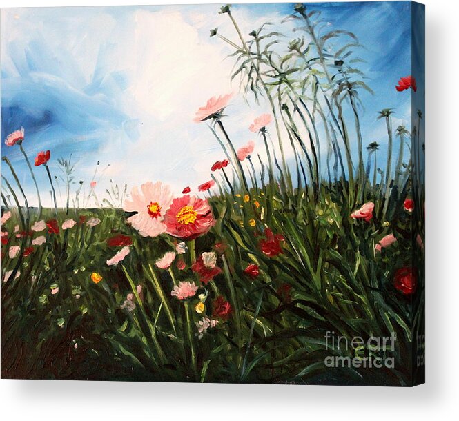 Oil Acrylic Print featuring the painting Wildflowers by Elizabeth Robinette Tyndall