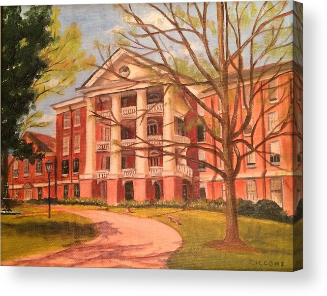 Architecture Acrylic Print featuring the painting William Peace University by Jill Ciccone Pike