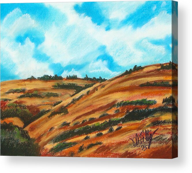 Landscape Acrylic Print featuring the pastel Will's Hills by Michael Foltz