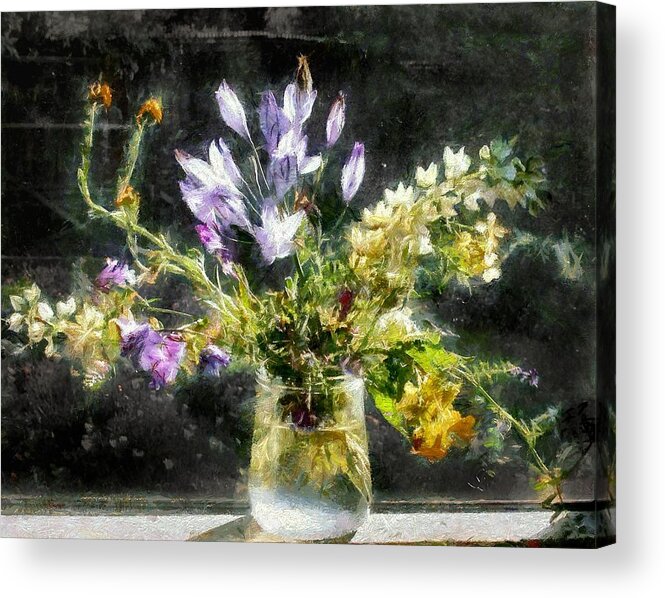 Wildflowers Acrylic Print featuring the photograph Windowsill Wildflowers by Susan Eileen Evans