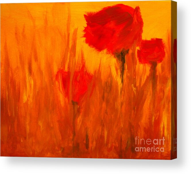 Flowers Acrylic Print featuring the painting Windy Red by Julie Lueders 