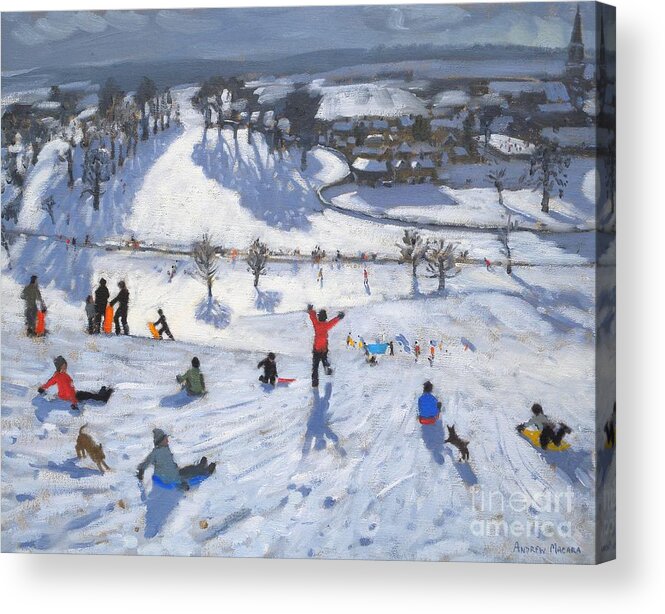 Winter Fun Acrylic Print featuring the painting Winter Fun by Andrew Macara