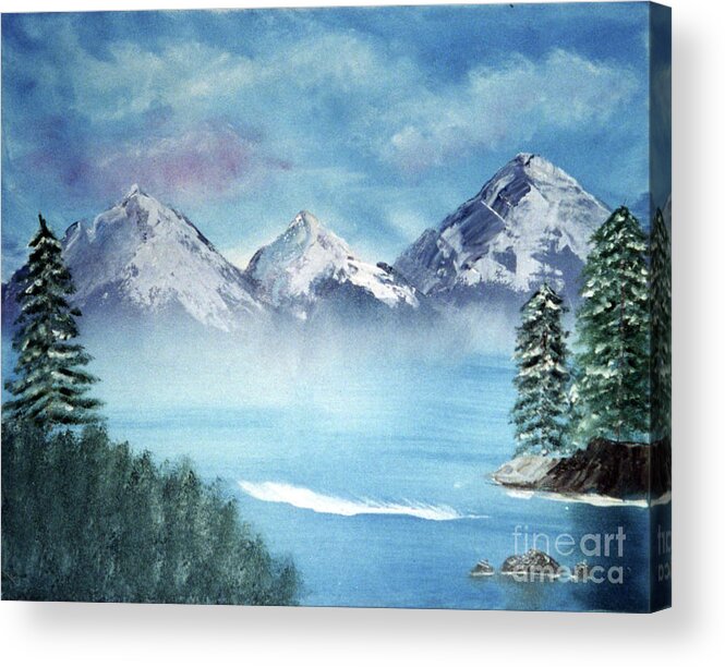 Lake Tahoe Acrylic Print featuring the painting Winter In Lake Tahoe by Artist Linda Marie