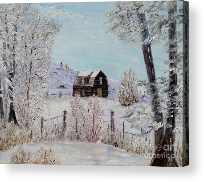 Winter Acrylic Print featuring the painting Winter solace by Marilyn McNish