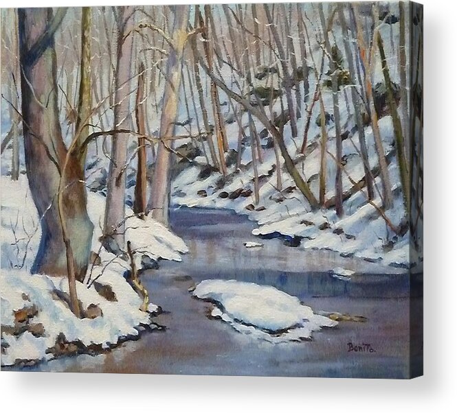 New Jersey Acrylic Print featuring the painting Winter Stream by Bonita Waitl
