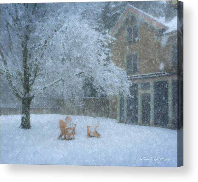 Winter Acrylic Print featuring the painting Winter Tea at Queset House by Bill McEntee