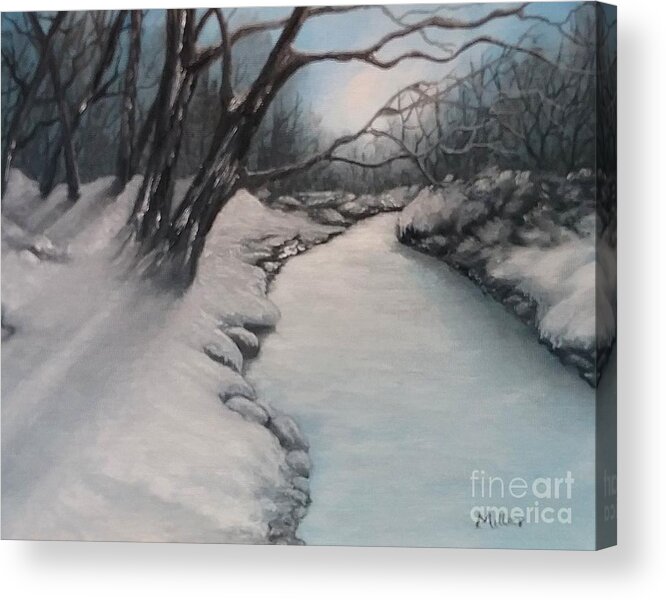 Winter Acrylic Print featuring the painting Winters Grip by Peggy Miller