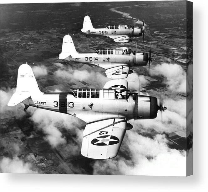 1940s Acrylic Print featuring the photograph World War II Us Navy Dive Bombers by H. Armstrong Roberts/ClassicStock