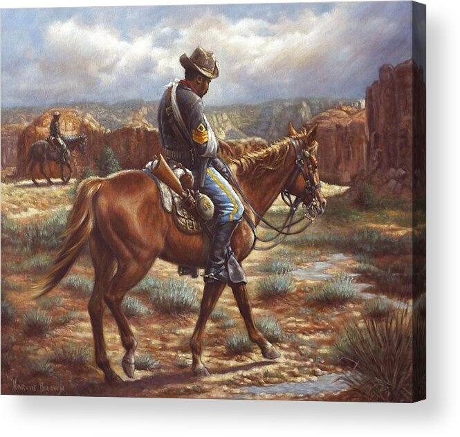 Buffalo Soldier Acrylic Print featuring the painting Wounded In Action by Harvie Brown