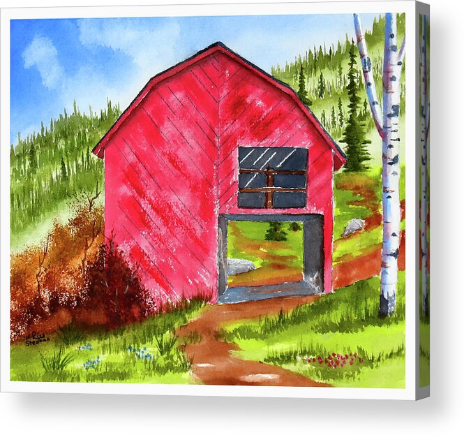 Red Acrylic Print featuring the painting Ye Olde Barn by Richard Stedman