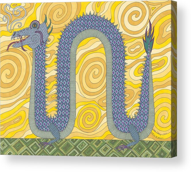Dragon Acrylic Print featuring the drawing Year of the Dragon by Pamela Schiermeyer